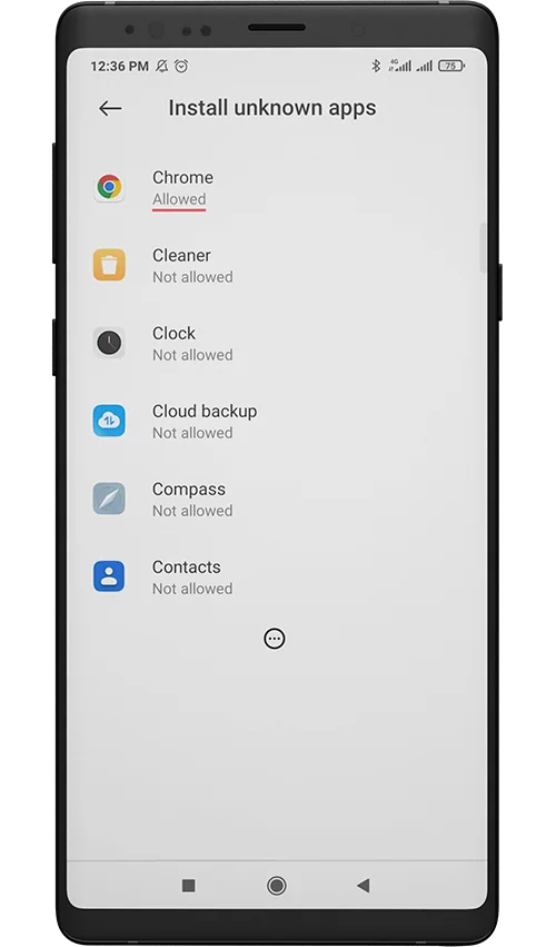 Step 4. Allow installations from unknown sources.