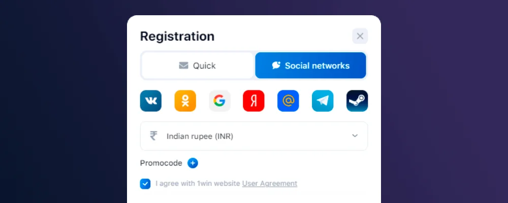 চারটি সামাজিক নেটওয়ার্ক ব্যবহার করে নিবন্ধন করা যাবে।