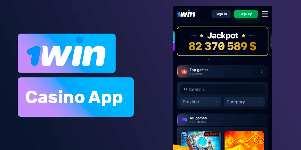 Navigate to the casino section via the 1Win app.