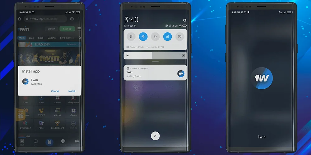 অ্যান্ড্রয়েড ডিভাইসের জন্য 1win APK ইনস্টল করার নির্দেশনাবলী।